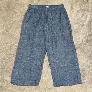Sigrid Olsen 100% Linen Wide Leg Crop Pants Blue XL